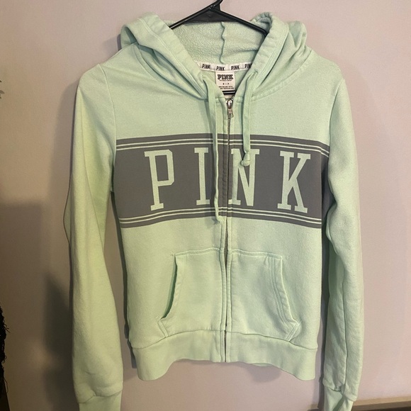 PINK Victoria's Secret Tops - PINK Victoria's Secret Light Green Hoodie